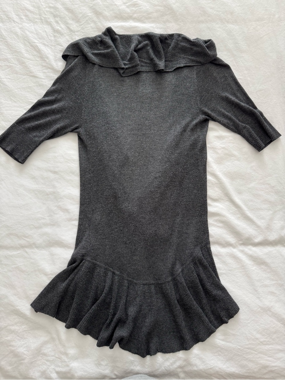 Express Dark Gray Ruffle Open-Front Cardigan - Picture 12 of 13